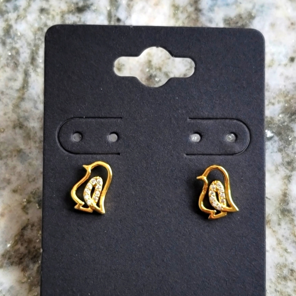 Cute Plated Gold Studs- Bird Earrings